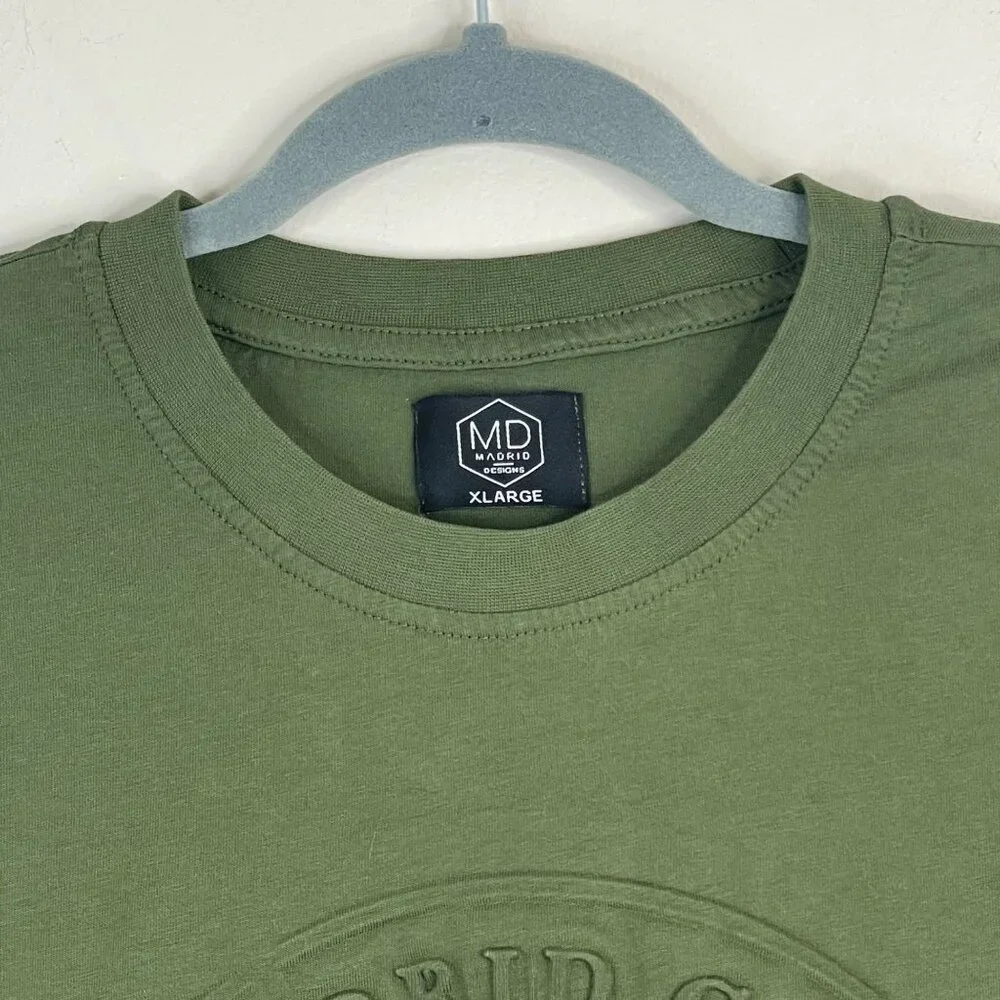 Madrid Designs Shirt Mens XLarge Green Embossed Compass Patch Detail‎ Pullover